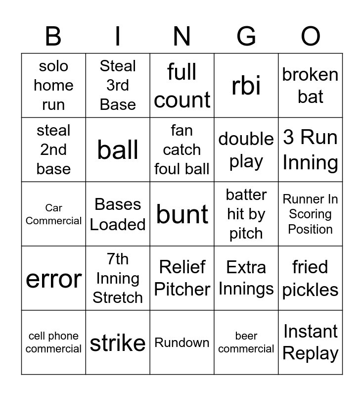 Baseball bingo pattern